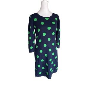 Banana Republic Navy Blue and Green Polka Dot Sweater DreS Size Small